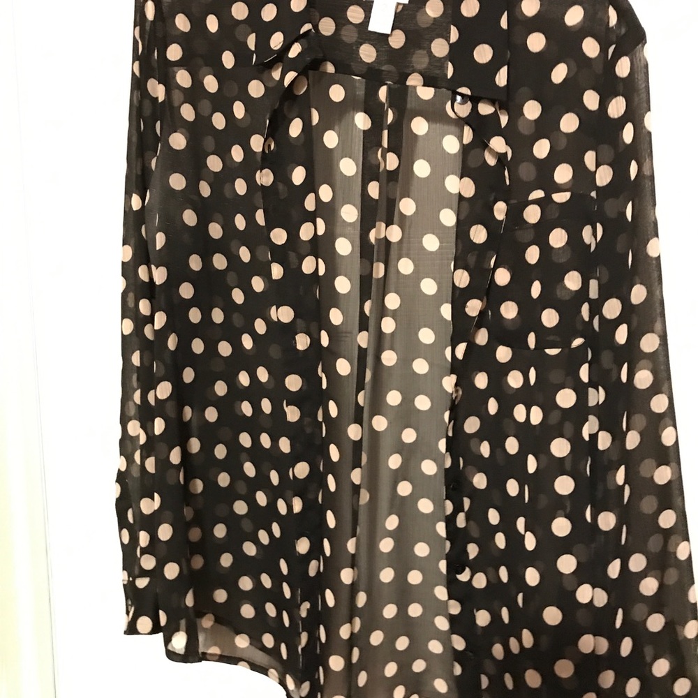 Chicos Black and Tan sheer blouse size 2.